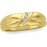 14K Yellow Gold Diamond Wedding Band Duo - Gent's Ring - 0.12 Ct.