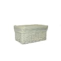 White Wicker Storage Basket with White Cotton Lining (Small)