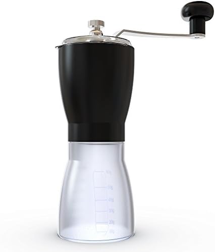Best Manual Coffee Grinder - This new and updated version has a durable Hand-crank Mill with Stainless Steel Handle and Ceramic Burr - Wake up with the Freshest Coffee Beans Each Day (Black)