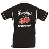 Lucky's Speed Shop Bowling Shirt Black & White Classic