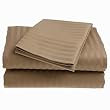 500 Thread Count Sateen Stripe Egyptian Cotton Pillow Case. Taupe (King Size) Set of 2