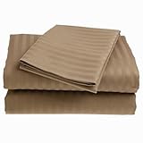 LUXOR Egyptian Cotton 800 Thread Count Sateen Stripe Bed Sheet Set Queen - Taupe with BONUS White Pillowcase.