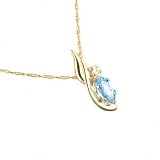 Marquise Blue Topaz 10K Yellow Gold Pendant Necklace