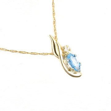 Marquise Blue Topaz 10K Yellow Gold Pendant Necklace