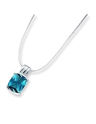 Sterling Silver 18in Blue CZ Pendant on 18 Chain Necklace.
