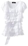 Amy Byer Girls 7-16 Ruffle Knit Top, White, Large