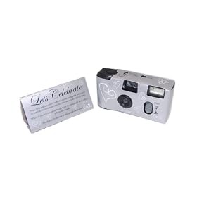 Silver & White Large Hearts Disposable Camera - Y0107