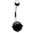 Semi Precious Stone Obsidian Snowflake Belly Ring