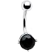 Semi Precious Stone Obsidian Snowflake Belly Ring