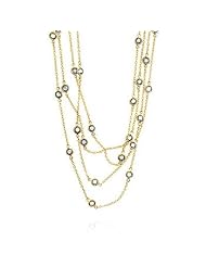 Alexander James 14k Gold Bonded 60 Inch Length Necklace with Bezel Set Round Cut Clear Cubic Zirconia Accents in a Goldtone 60 Inch L x 4.5 (mm) W x 2 (mm) H