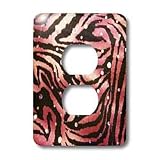 Florene Decorative - Hot Pink Zebra With Sequins - Light Switch Covers - 2 plug outlet cover