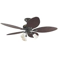 Hunter 23970 Oasis Three-Light 54-Inch Five-Blade Ceiling Fan, New Bronze and Antique Dark Plastic Wicker