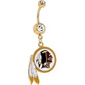 NFL Logo GOLD Double GEM Belly Ring - Washington Redskins