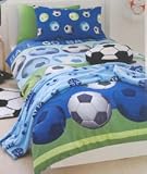 Football Duvet Cover Set in Blue Size: Single