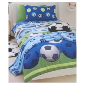 Football Duvet Cover Set in Blue Size: Single