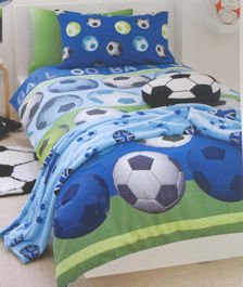 Football Duvet Cover Set in Blue Size: Single