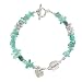 Apatite Gemstone Beaded Toggle Bracelet with Sterling Silver Dangling Heart Charms and Heart Word Charm, 7" in length, #7912