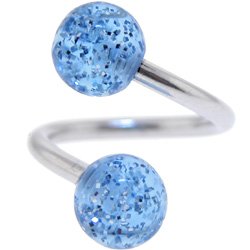 Blue Mist GLITTER Spiral Twister Belly Ring by 