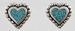 Turquoise Heart Stud Earrings with Beading in Sterling Silver, #2518