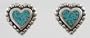 Southwestern Chip Inlay Turquoise Heart Stud Earrings with Bead Design Edges in Sterling Silver, #2518