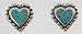 Turquoise Heart Stud Earrings with Beading in Sterling Silver, #2518