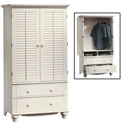 SAUDER Armoire - Antiqued White 158036 (Antiqued White) (43.5 W x 21.75 D x 60.5 H) by Sauder