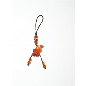 Carnelian and agate fish cell phone charm