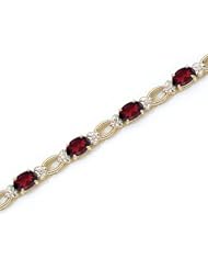 14k Yellow Gold Natural Garnet And Diamond Tennis Bracelet