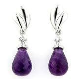 14-Karat White Gold Amethyst and Diamond Briolette Earrings