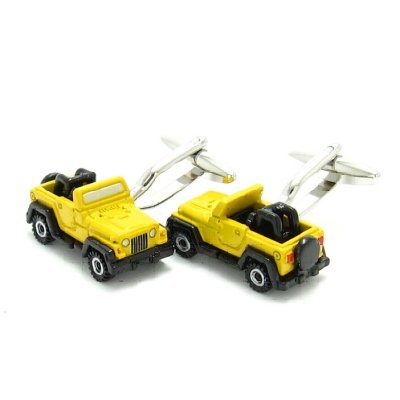 Yellow Jeep Truck 3D Diecast Cufflinks w/ Gift 