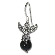 Dragon Earrings with Onyx in Sterling Silver