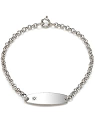 Sterling Silver Children ID Bracelet with Diamond