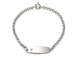 Sterling Silver Children ID Bracelet with Diamond LIFETIME WARRANTY