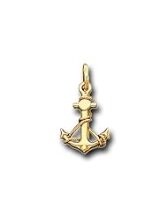 14K Solid Yellow Gold Small Anchor Charm Pendant