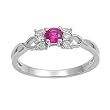 Sterling Silver Ring - Clear CZ and Round Ruby - Prong Set - 6 mm x 2 mm, Sizes 4-9 Sterling Silver Ring - Clear CZ and Round Ruby - Prong Set - 6 mm x 2 mm, Sizes 4-9
