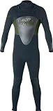 Hyperflex Wetsuits Men's Flow 4/3mm Front Zip Full Suit,Black/Army,X-Large Long
