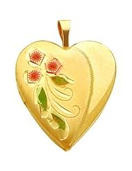 14K Gold Filled Enamel Flower Heart Locket 26mm