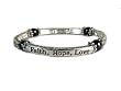 Inspirational Faith, Hope, Love Magnetic Hematite Healing Stretch Bracelet