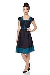 Cotton/Elastane Belted Vintage Square Neck  Shirt  Dress