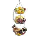 Kitchen & Housewares : Kitchen Craft Chrome Plated 3 Tier Hanging Vegetable/Fruit Rack