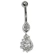 Stainless Steel Belly Ring with Clear CZ - 14g/5mm ball
