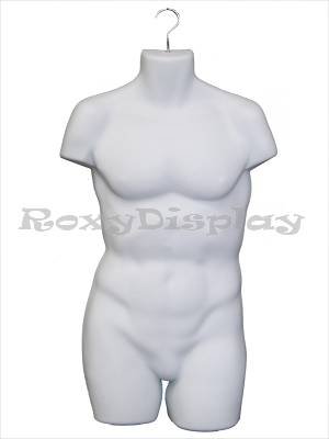 (PS-M36WH_3Units) ROXY DISPLAY Half Round Plastic Male Mannequin White 3 Units in 1 Set