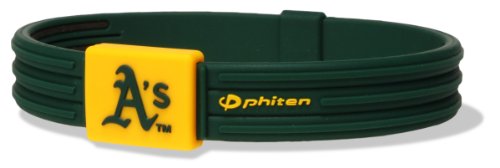 Phiten MLB Authentic Bracelet, Oakland Athletics, Large (7.5 Inches)