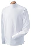 Unisex Sueded Cotton Jersey Mock Turtleneck Shirt, Color: White, Size: Small