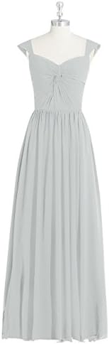 Emyrin Floor-length A-line Silver Bridesmaid Dresses Neckline Zipper Up Back