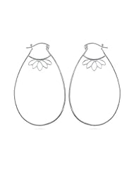 Satya Jewelry "Silver Floating Lotus" Sterling Silver Hoop Earrings