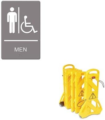 KITRCP9S1100YELUSS4815 - Value Kit - ADA Sign, Men Handicap (USS4815) and Rubbermaid Portable Mobile Safety Barrier (RCP9S1100YEL)