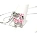 Super Cute Small Faux Pearl Pink Poodle Charm Necklace Silver Tone