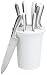 blinQ 9-Piece Knife Block Set, Simply White