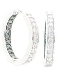 10k White Gold Black Colored Round Diamond Womens Ladies Unique Hoop Fashion Earrings - .49 (1/2) Ct.t.w.